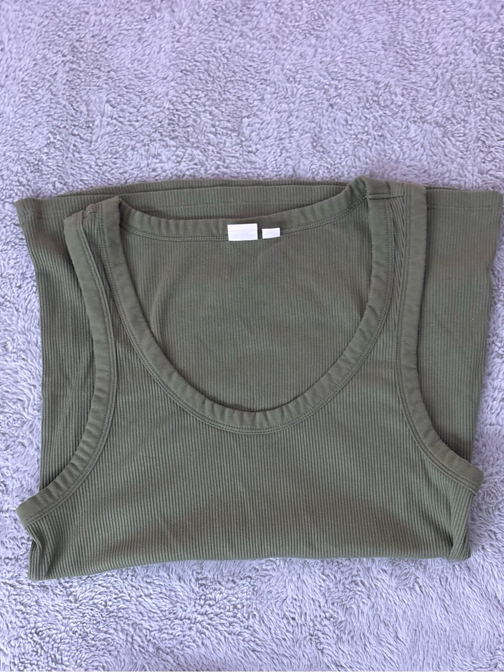 GAP Olive Ribbed Scoop Tank Top